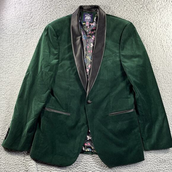 Savile Row Co Green Velvet Dinner Jacket 40L Dalston Floral Lining Blazer Tuxedo